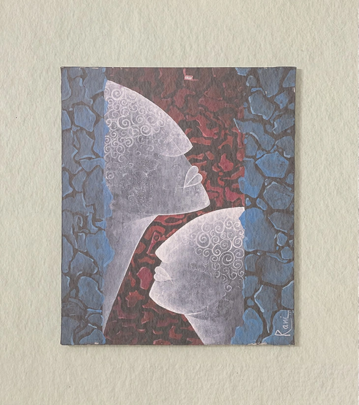 Premium Original Abstract Portraiture – "Silent Dialogue" by Rani Bhowani (Acrylic on Canvas)