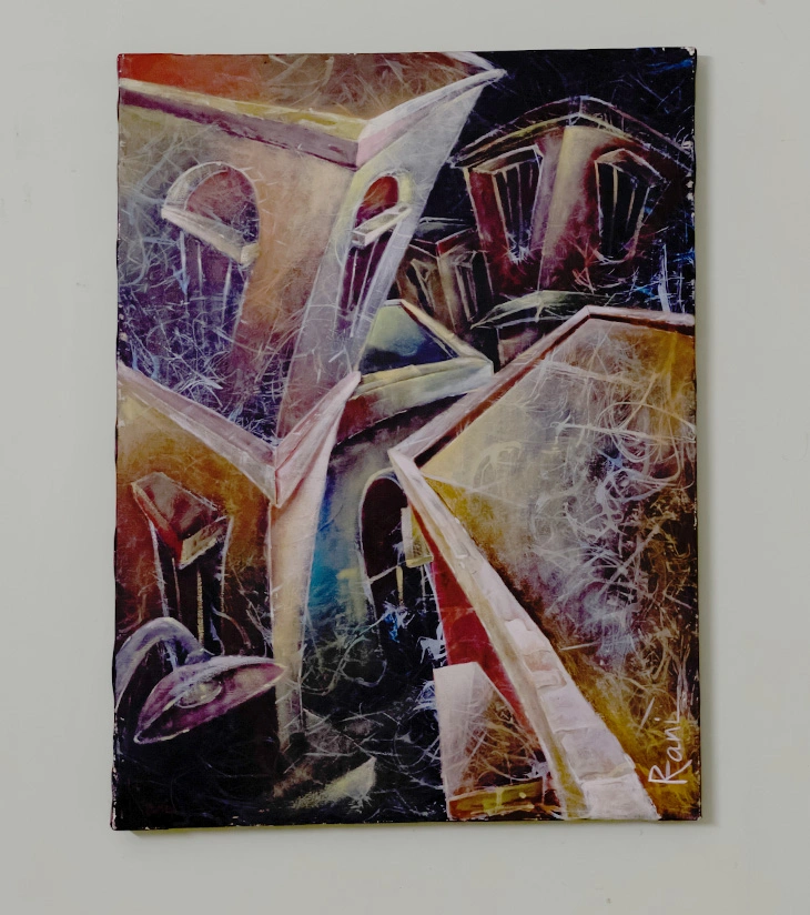 Premium Original Abstract Cityscape – "Shadowed Alleys" by Rani Bhowani (Mixed Media Canvas)
