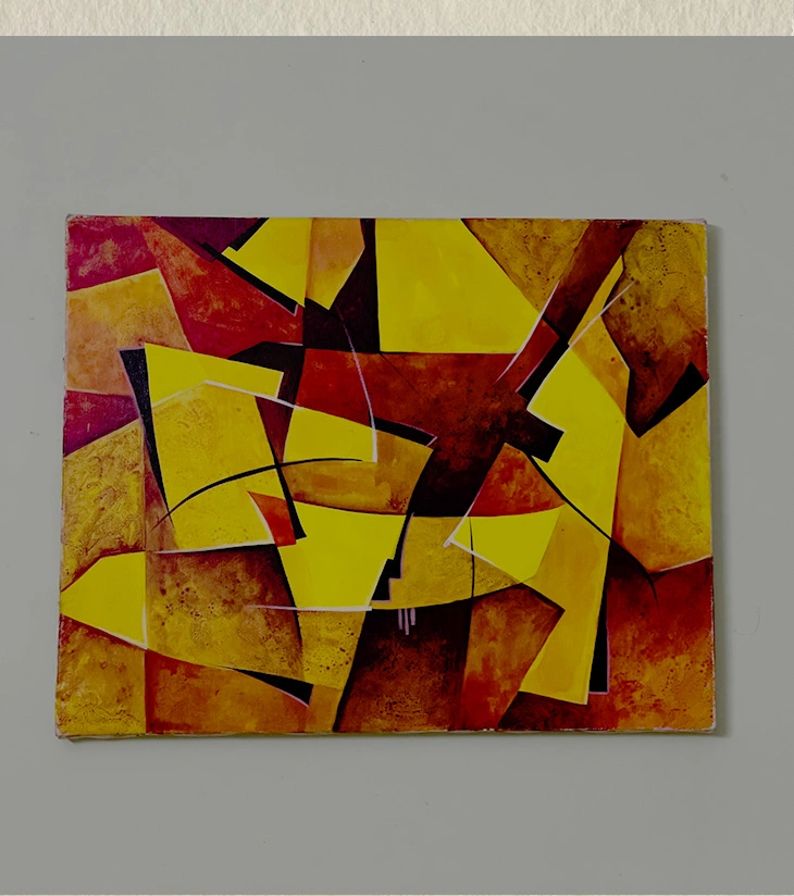 Premium Original Abstract Geometric Art – "Sunlit Chaos" by Rani Bhowani (Acrylic on Canvas)