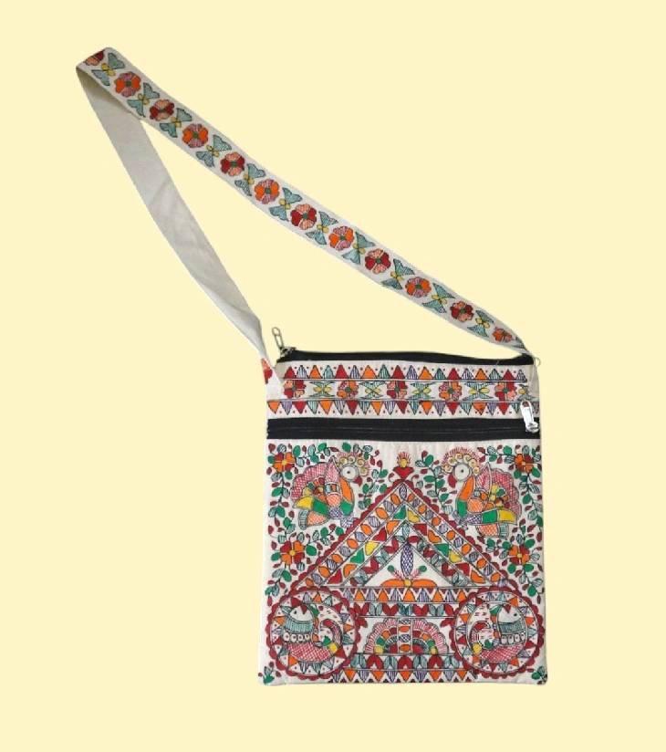 Madhubani Melody Hand-Painted Sling Bag