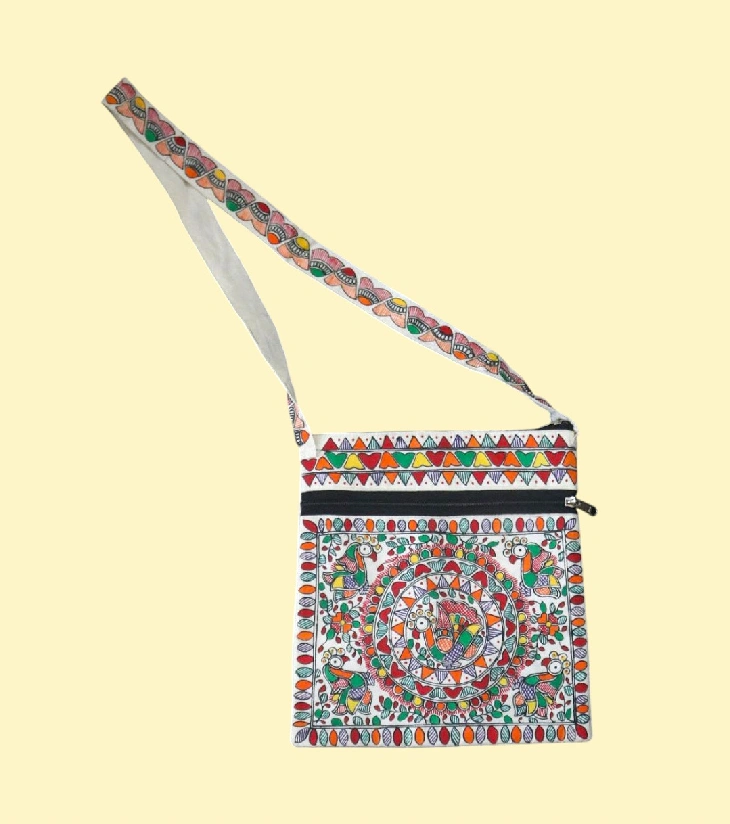 Madhubani Harmony Hand-Painted Sling Bag