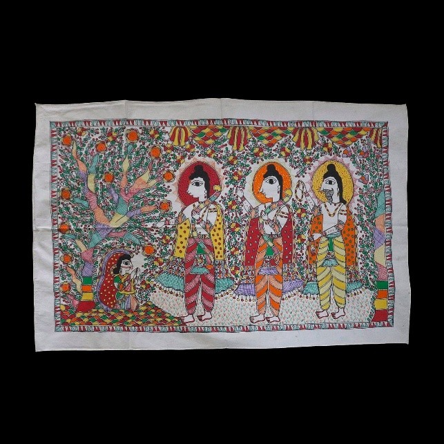 Ram Vanvas – Forest Sojourn” Hand-Painted Madhubani Art