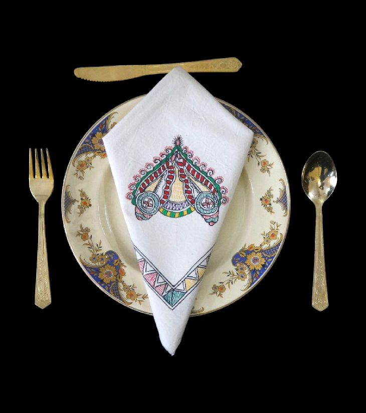 Madhubani Grace – Hand-Painted Sustainable Cotton Dinner Napkin