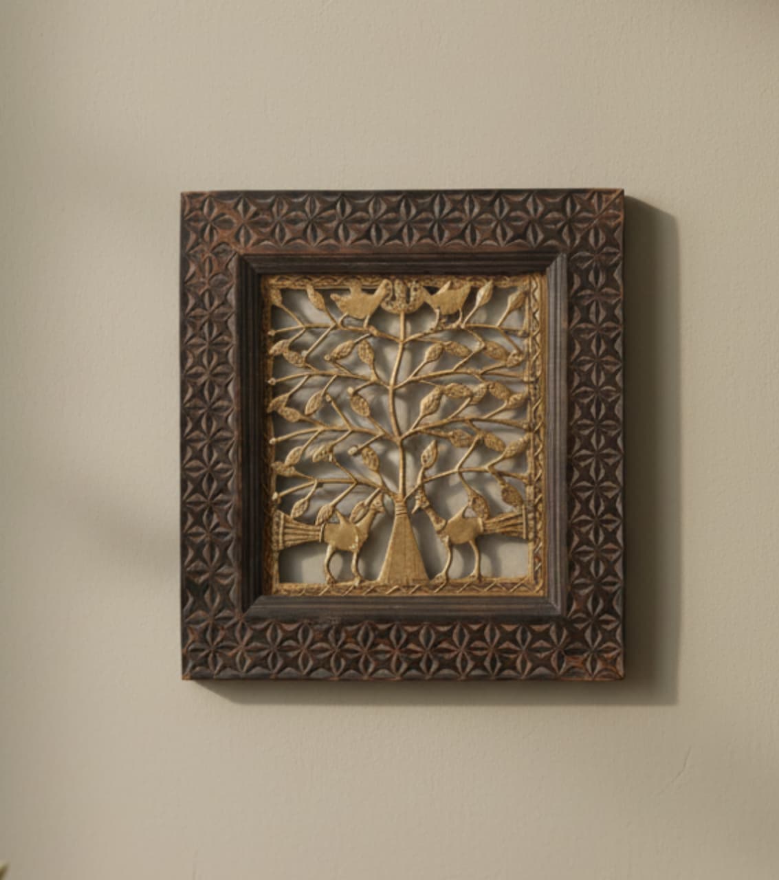 Dokra Brass Art with Wooden Frame