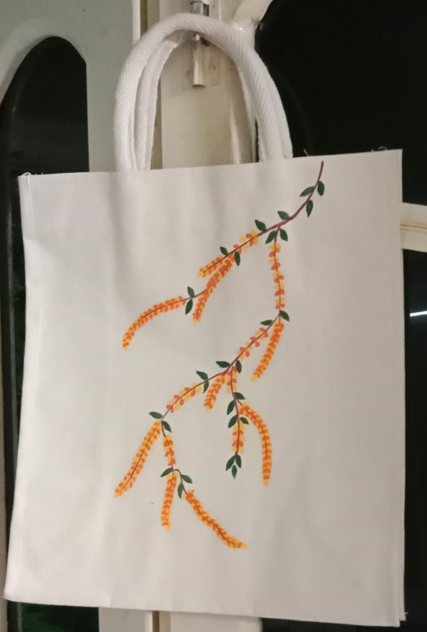 Premium Hand-Painted Eco-Friendly Bag – Amber Cascade: Blooming Grace Tote by Innocent Hands