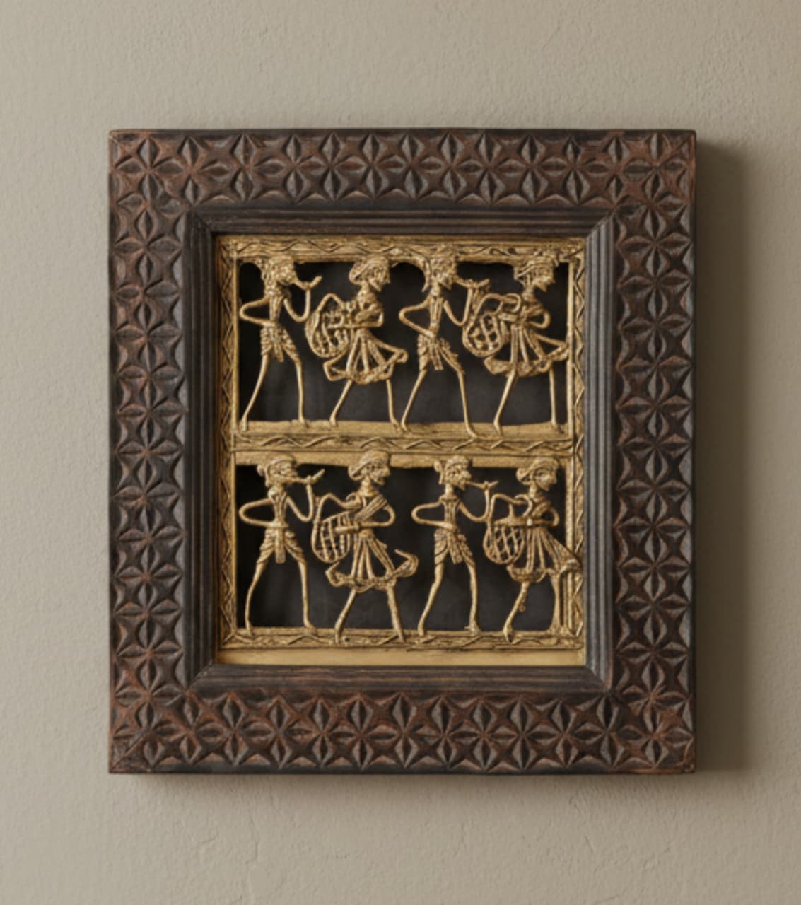 Dokra Brass Art with Wooden Frame