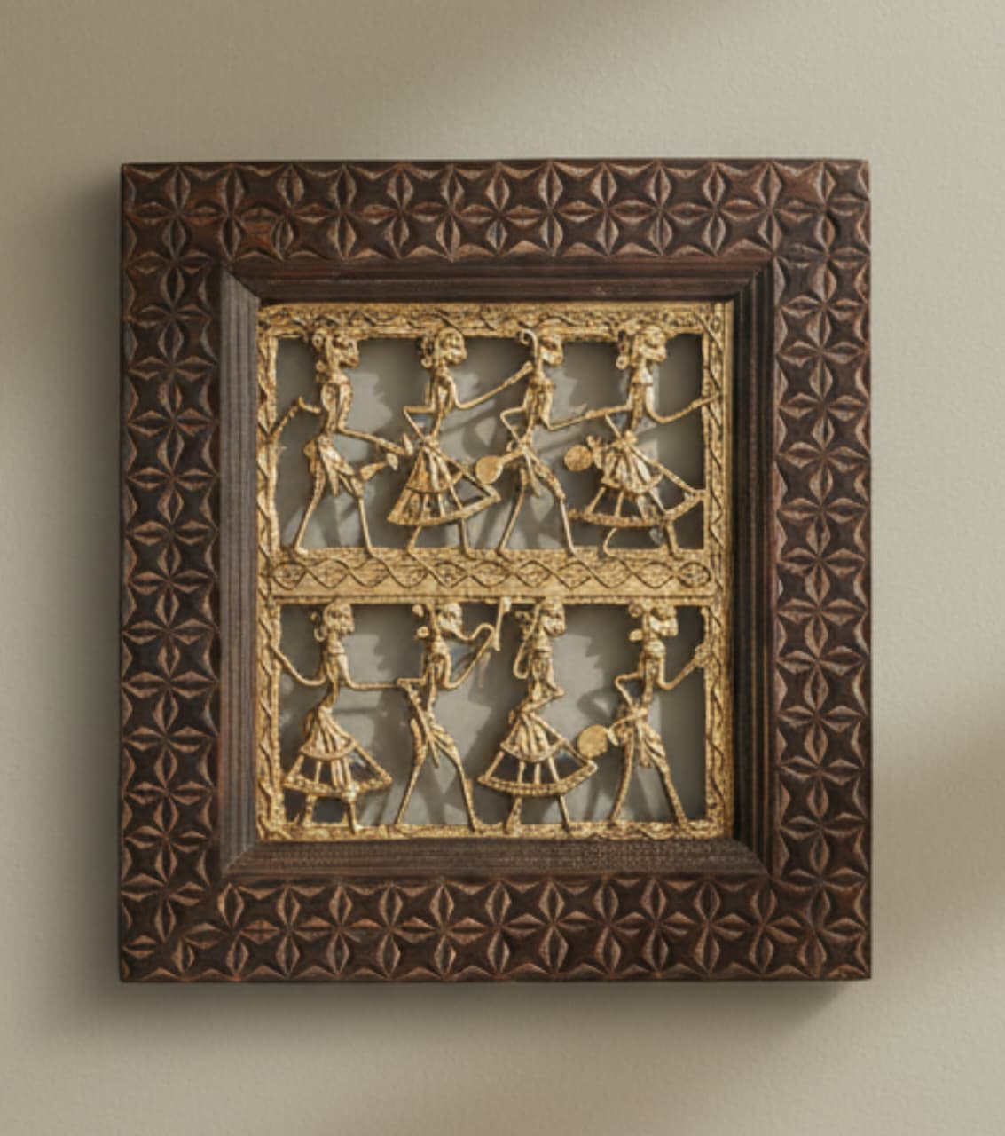 Dokra Brass Art with Wooden Frame