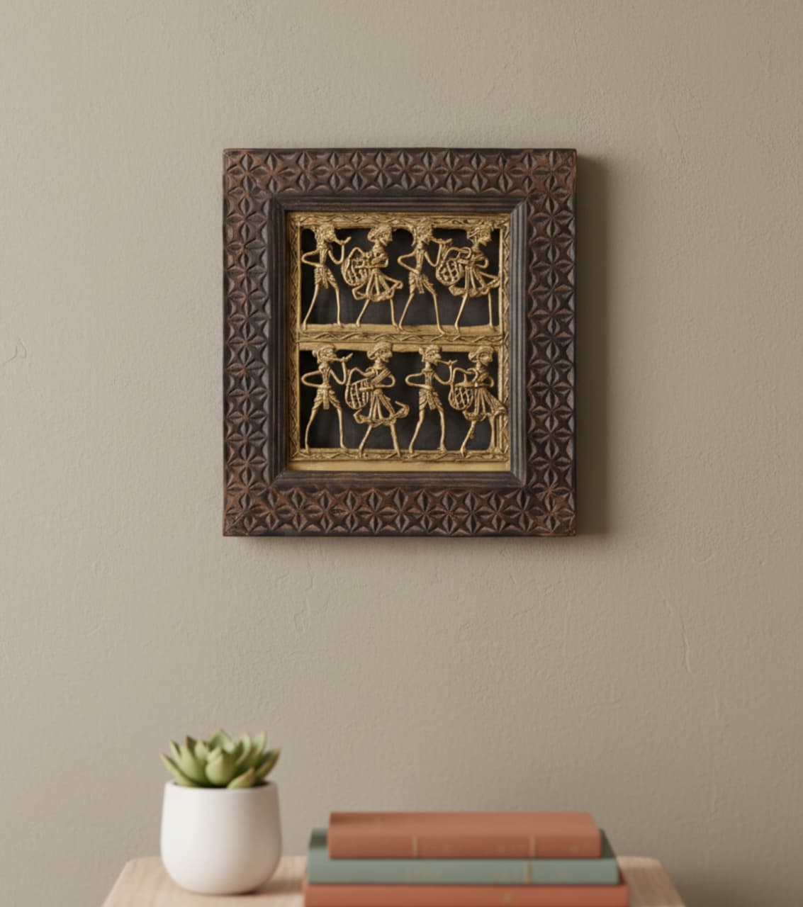 Dokra Brass Art With Wooden Frame