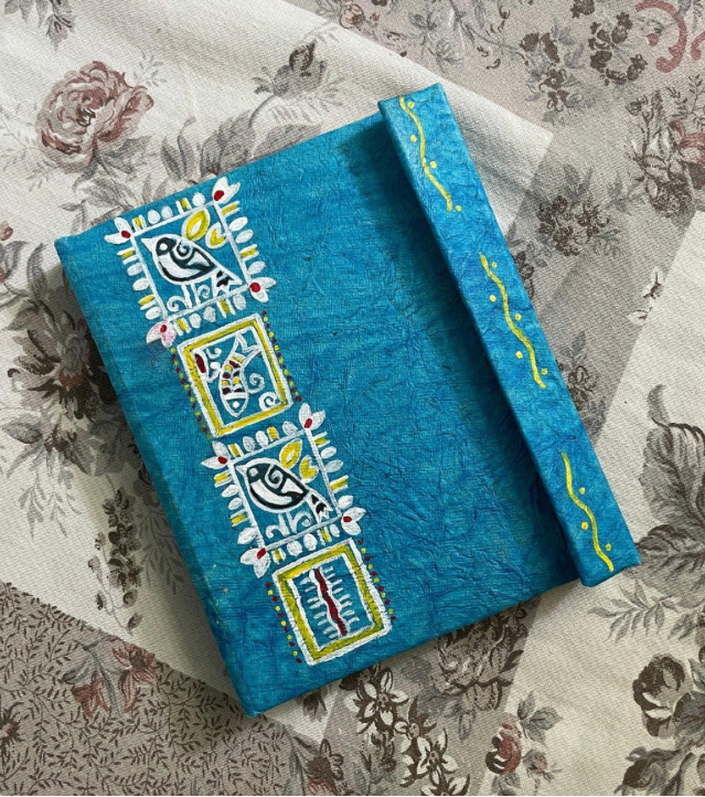 Premium Handcrafted Stationery – Baul Jatra Eco Folder by IndiTemptation (Turquoise Blue Edition)