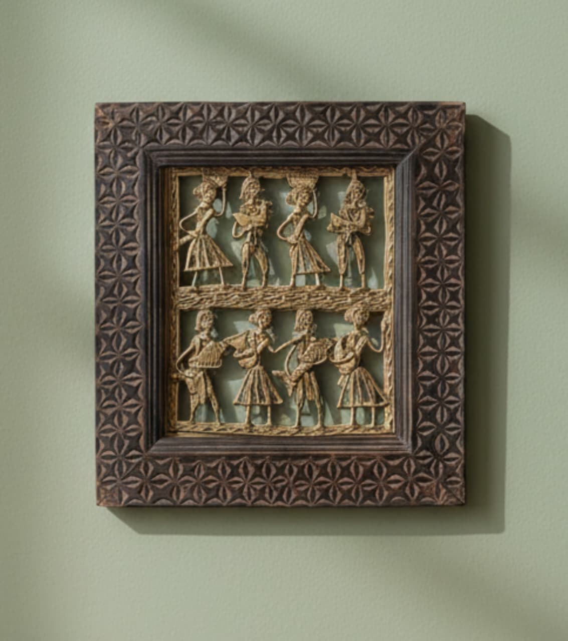 Dokra Brass Art With Wooden Frame