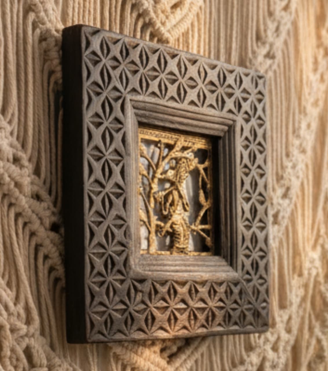 Dokra Brass Art With Wooden Frame