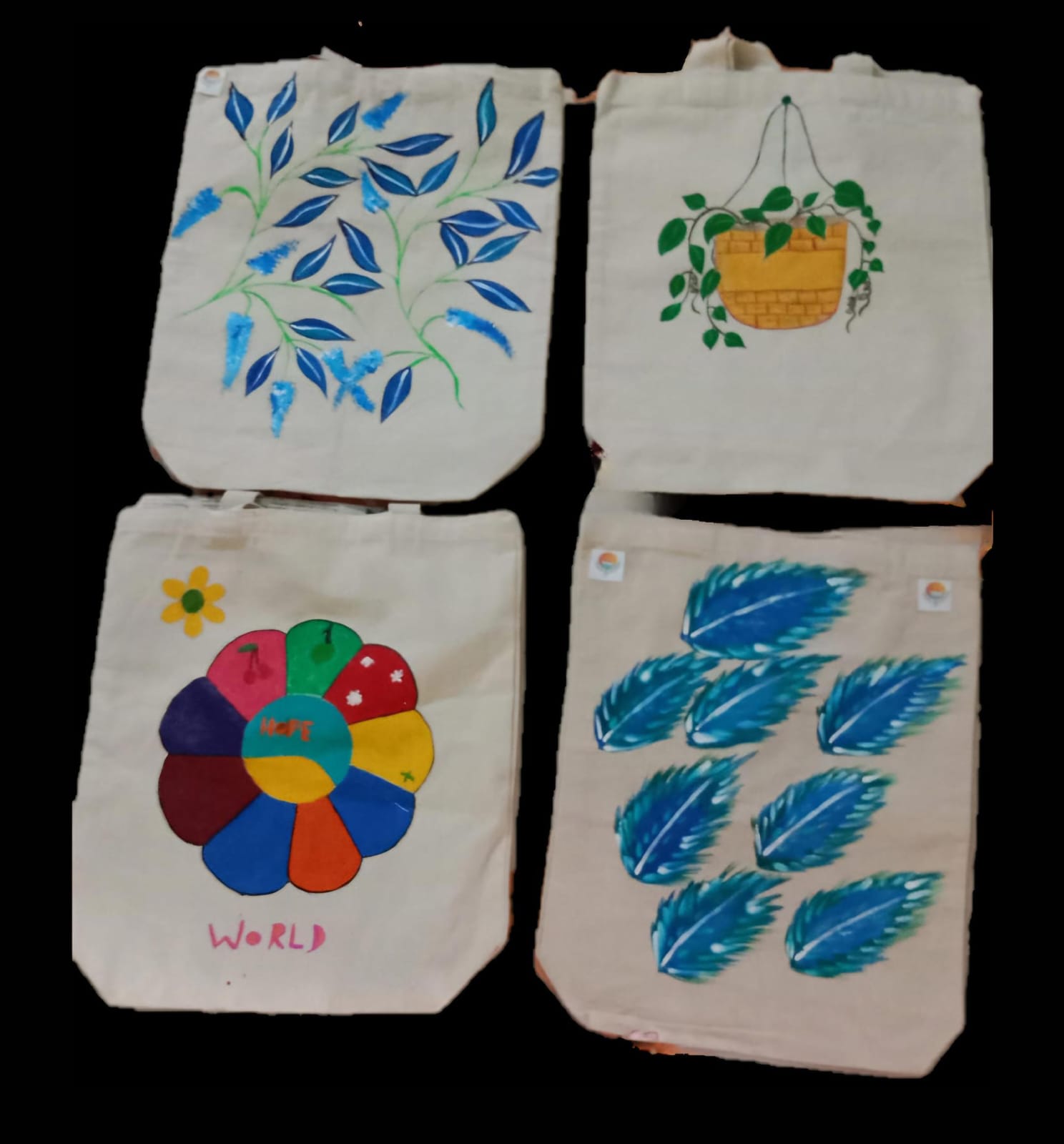 Premium Eco-Friendly Hand-Painted Bags – "Colours of Innocence" 4-Piece Tote Collection by Innocent Hands