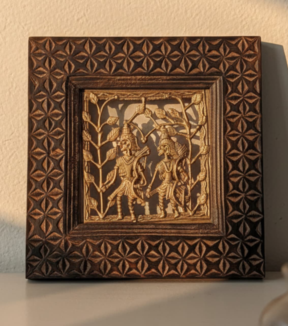 Dokra Brass Art With Wooden Frame