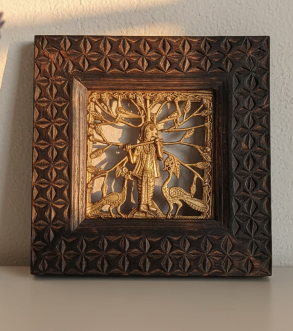 Dokra Brass Art With Wooden Frame