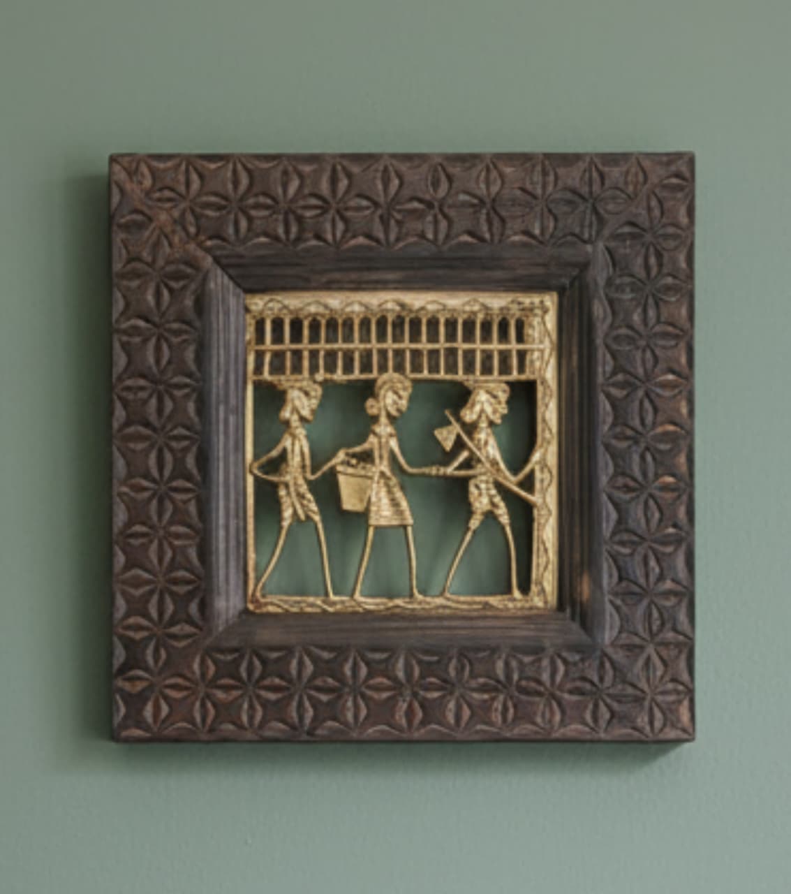 Dokra Brass Art With Wooden Frame