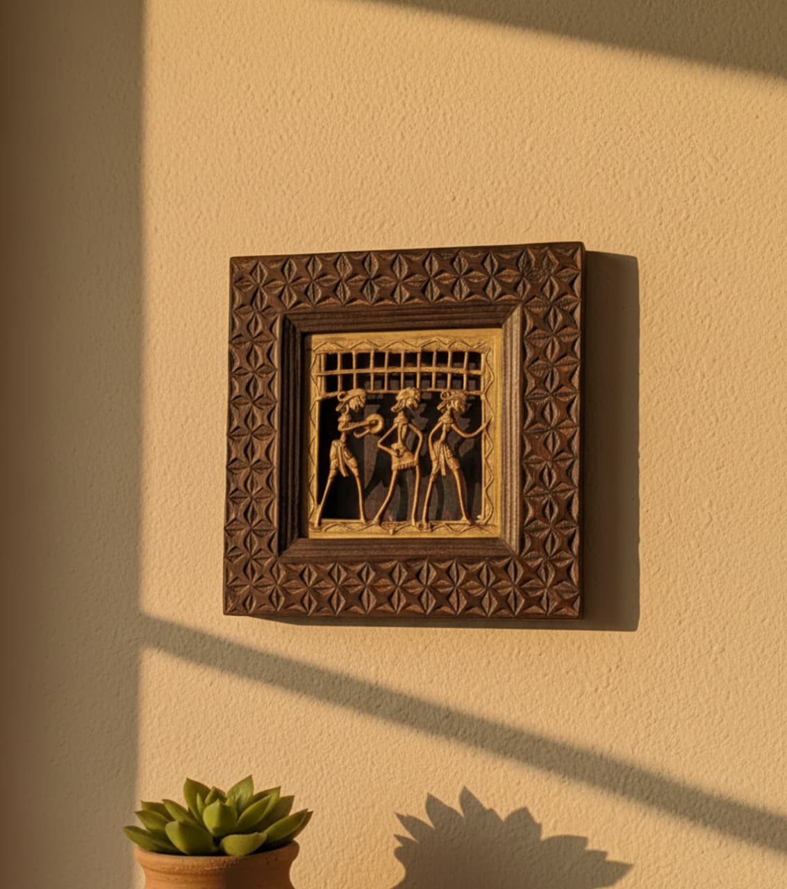 Dokra Brass Art With Wooden Frame