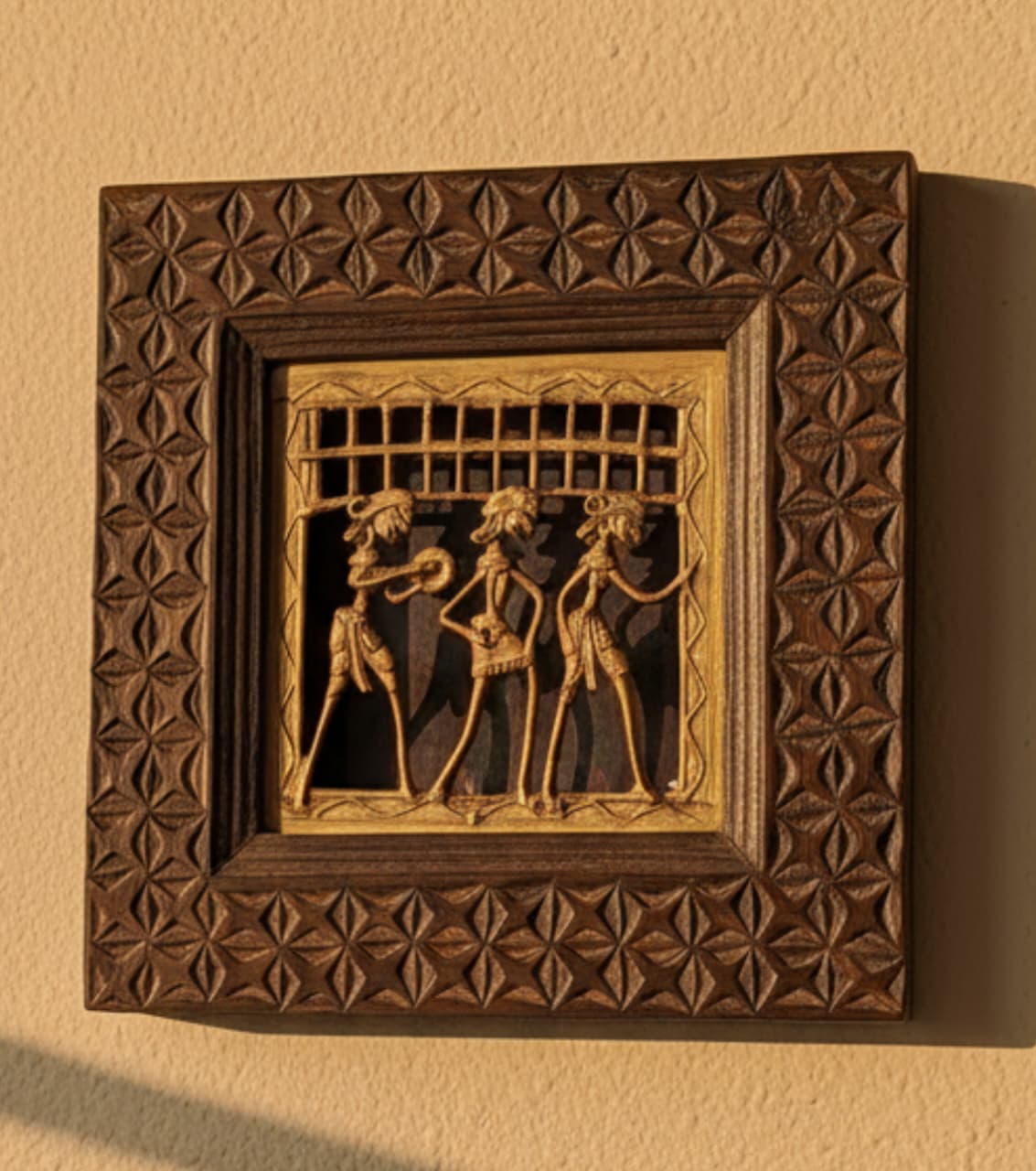 Dokra Brass Art With Wooden Frame