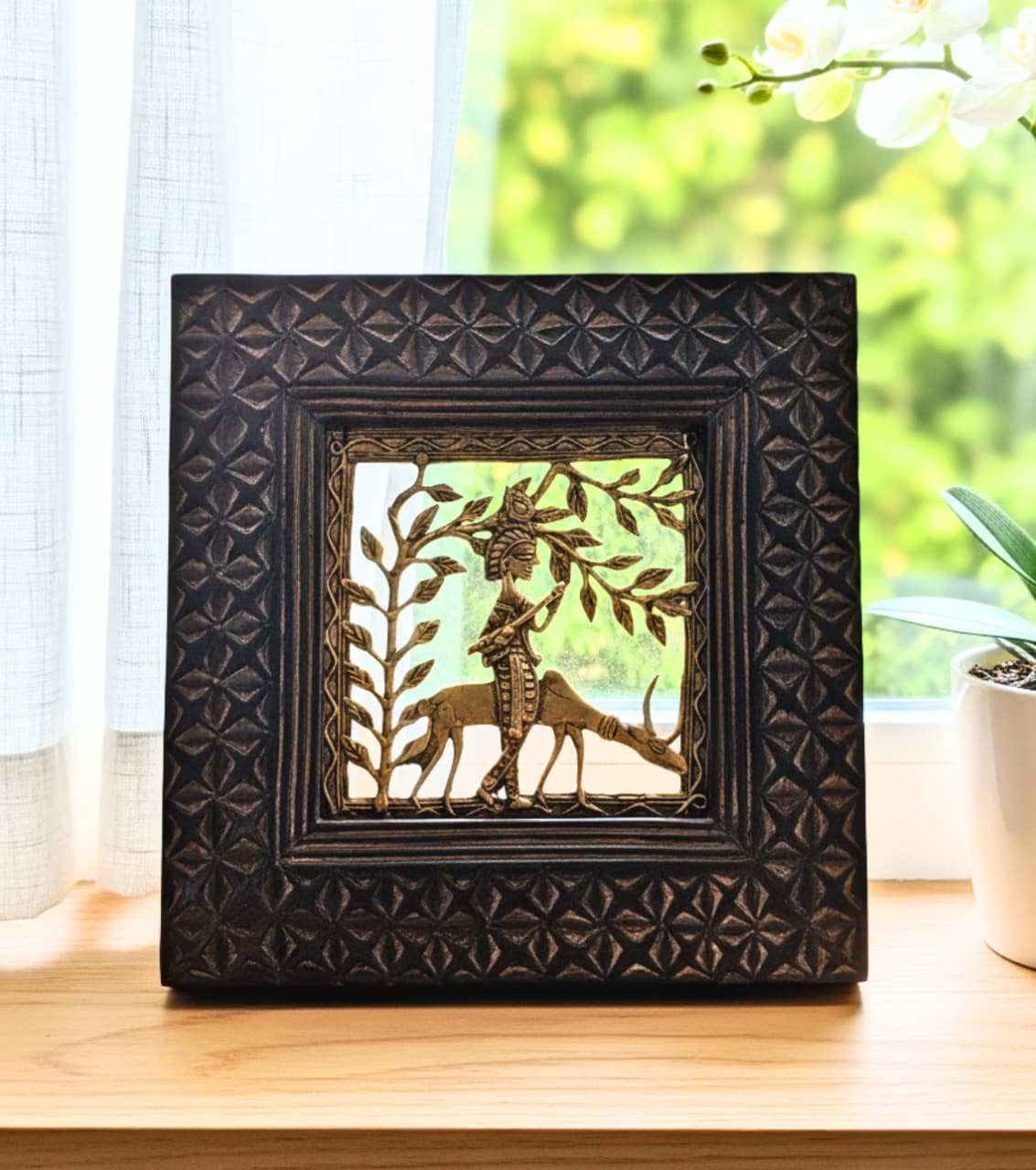 Dokra Brass Art With Wooden Frame
