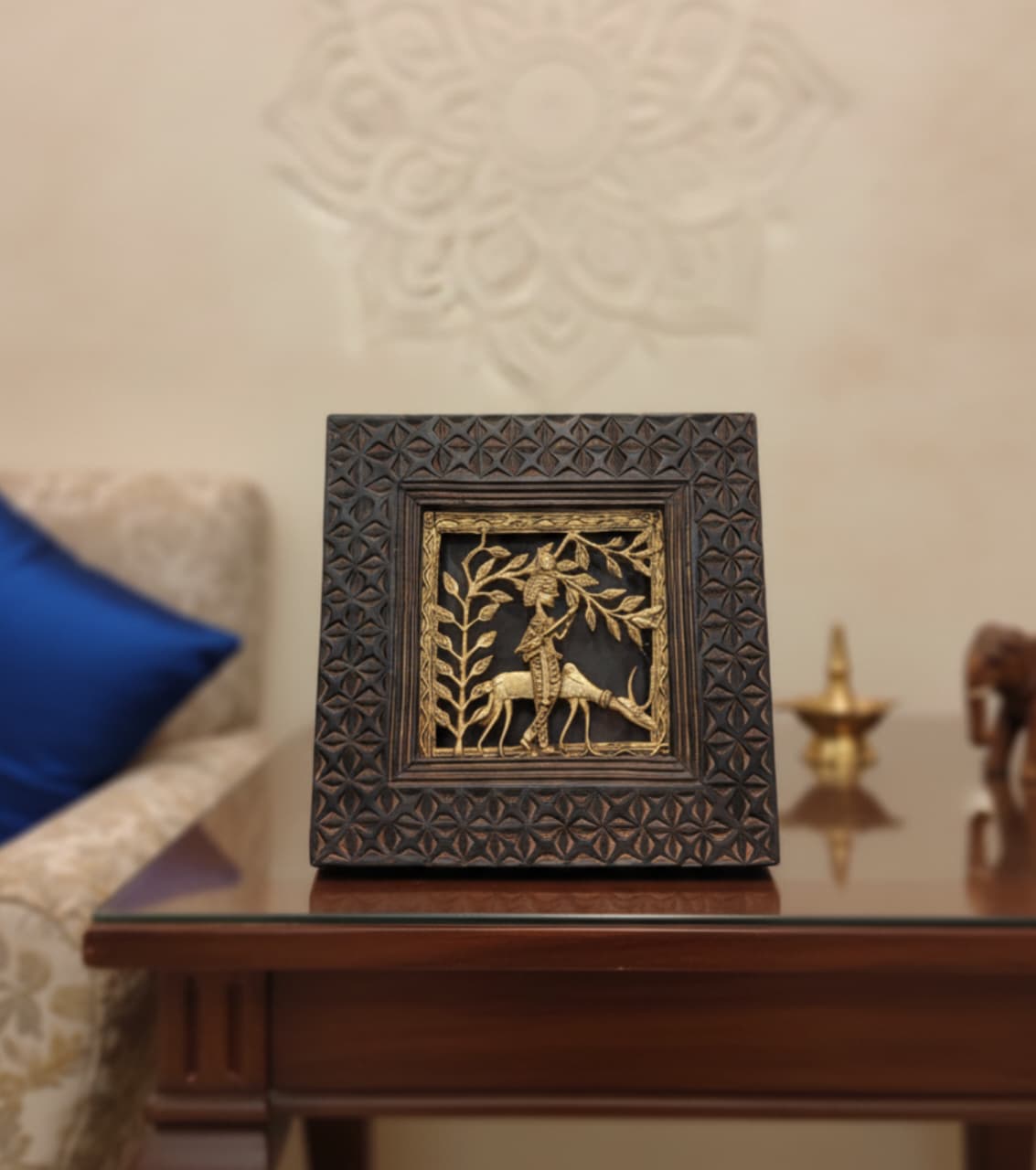 Dokra Brass Art With Wooden Frame