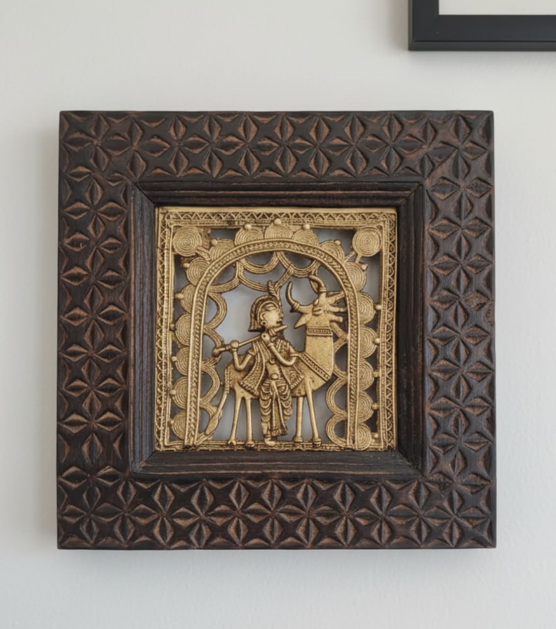 Dokra Brass Art With Wooden Frame