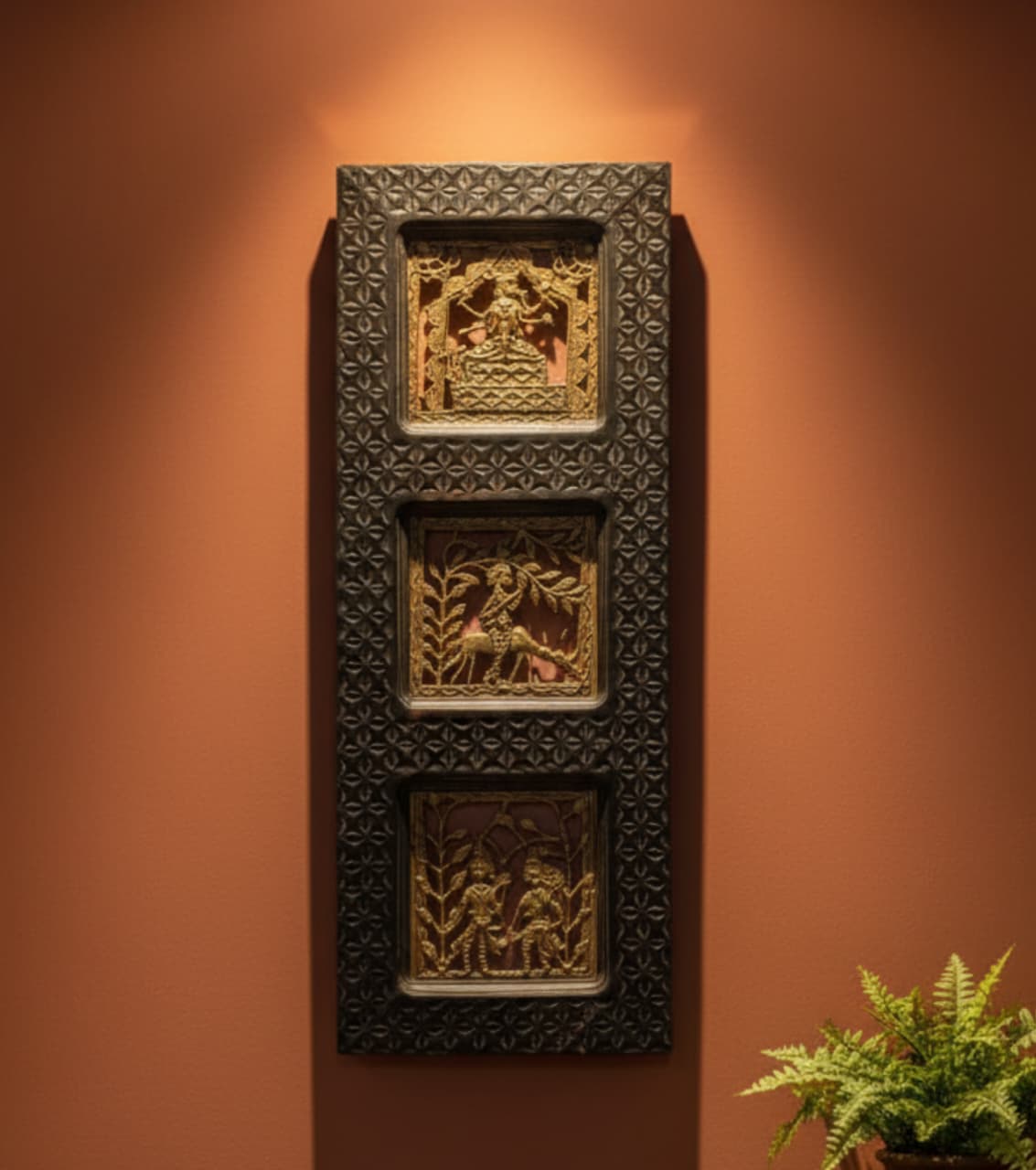 Dokra Brass Art With Wooden Frame
