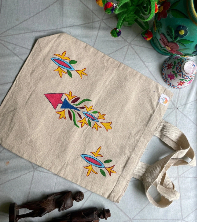 Premium Eco-Friendly Hand-Painted Bag – Handpainted Tote Bag (Abstract Tribal Motif) by Innocent Hands