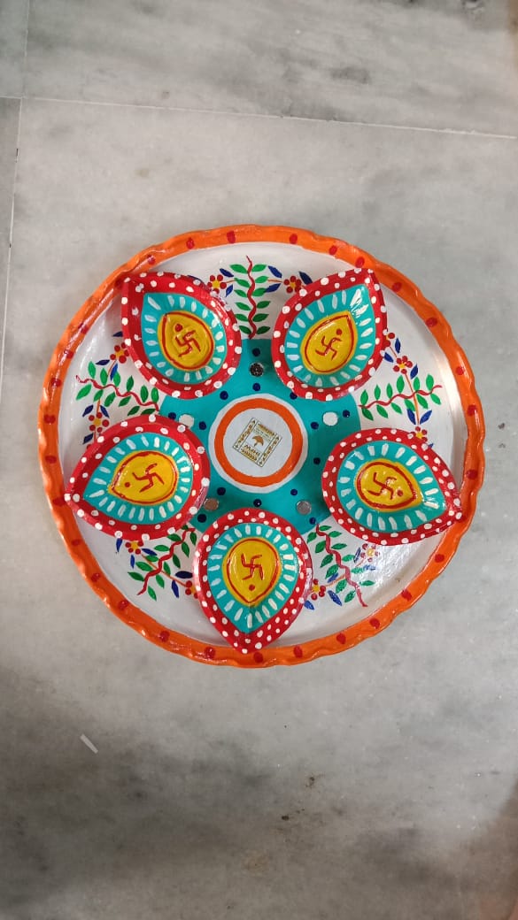 Premium Handcrafted Festive Decor – Utsav Jyoti Thali Set: "Kindle Joy, Illuminate Lives" by IndiTemptation