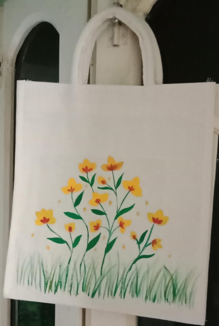 Premium Eco-Friendly Hand-Painted Bag – Sundar Phool: Handpainted Tote Bag by Innocent Hands
