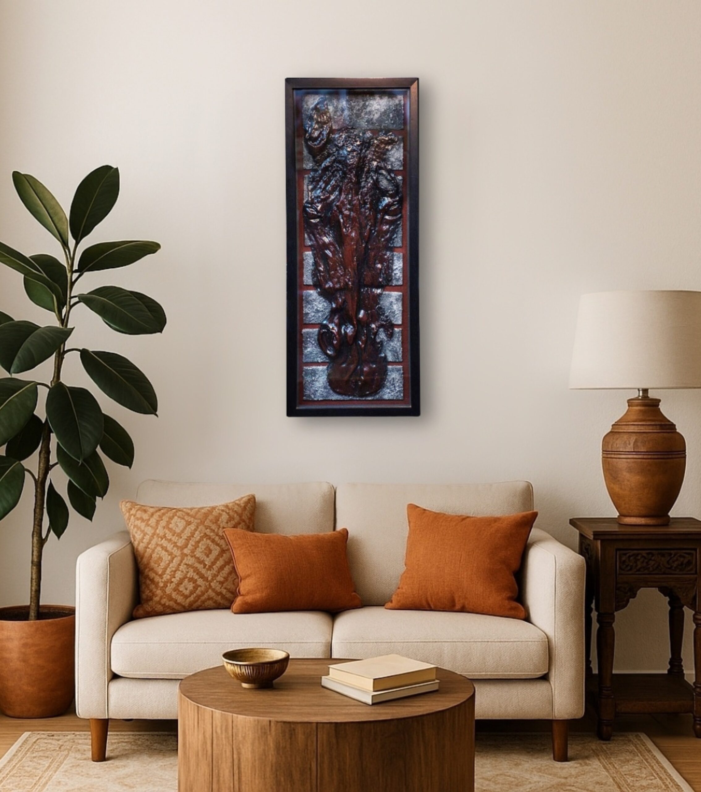 Premium Textured Wall Decor – Abstract Tribal Flame Wall Art by IndiTemptation