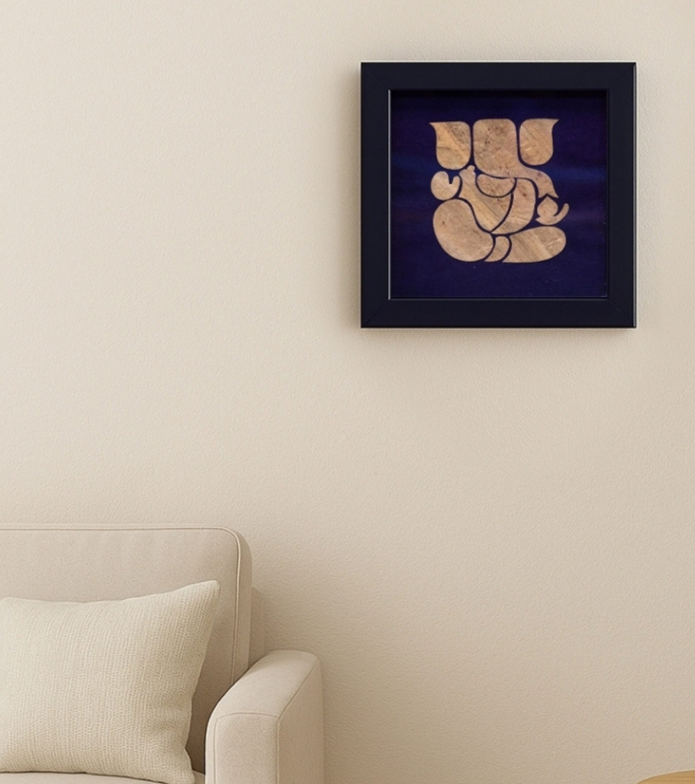 Premium Eco-Friendly Spiritual Decor – Handcrafted Leaf Ganesha Wall Frame by IndiTemptation