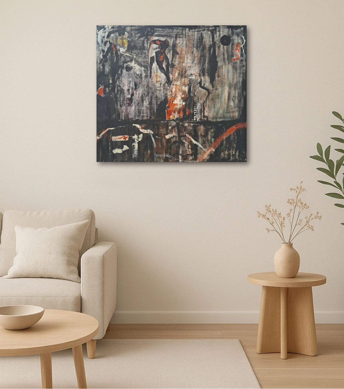 Premium Large Abstract Canvas Wall Art – "Untitled" (The Clone Within Series) by Debajyoti Roy