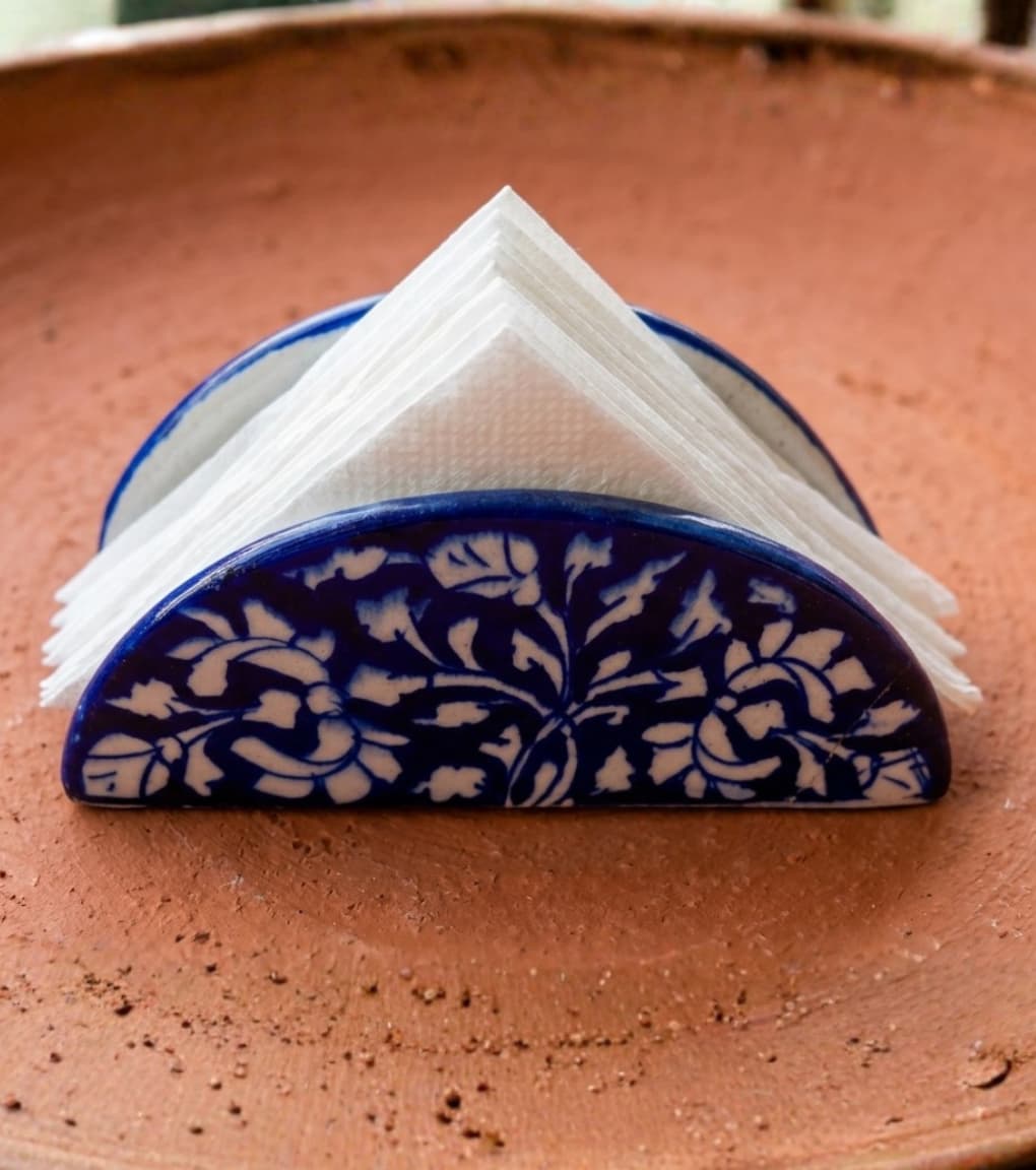 Royal Cobalt Jaipur Blue Pottery Napkin Holder