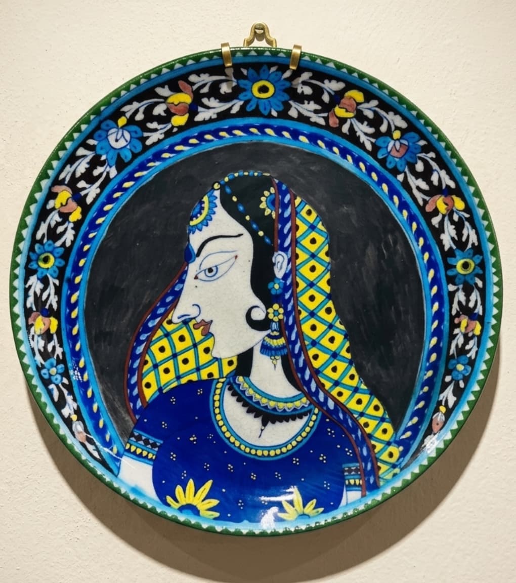 Rajputani Grace" Jaipur Blue Pottery Decorative Wall Plate