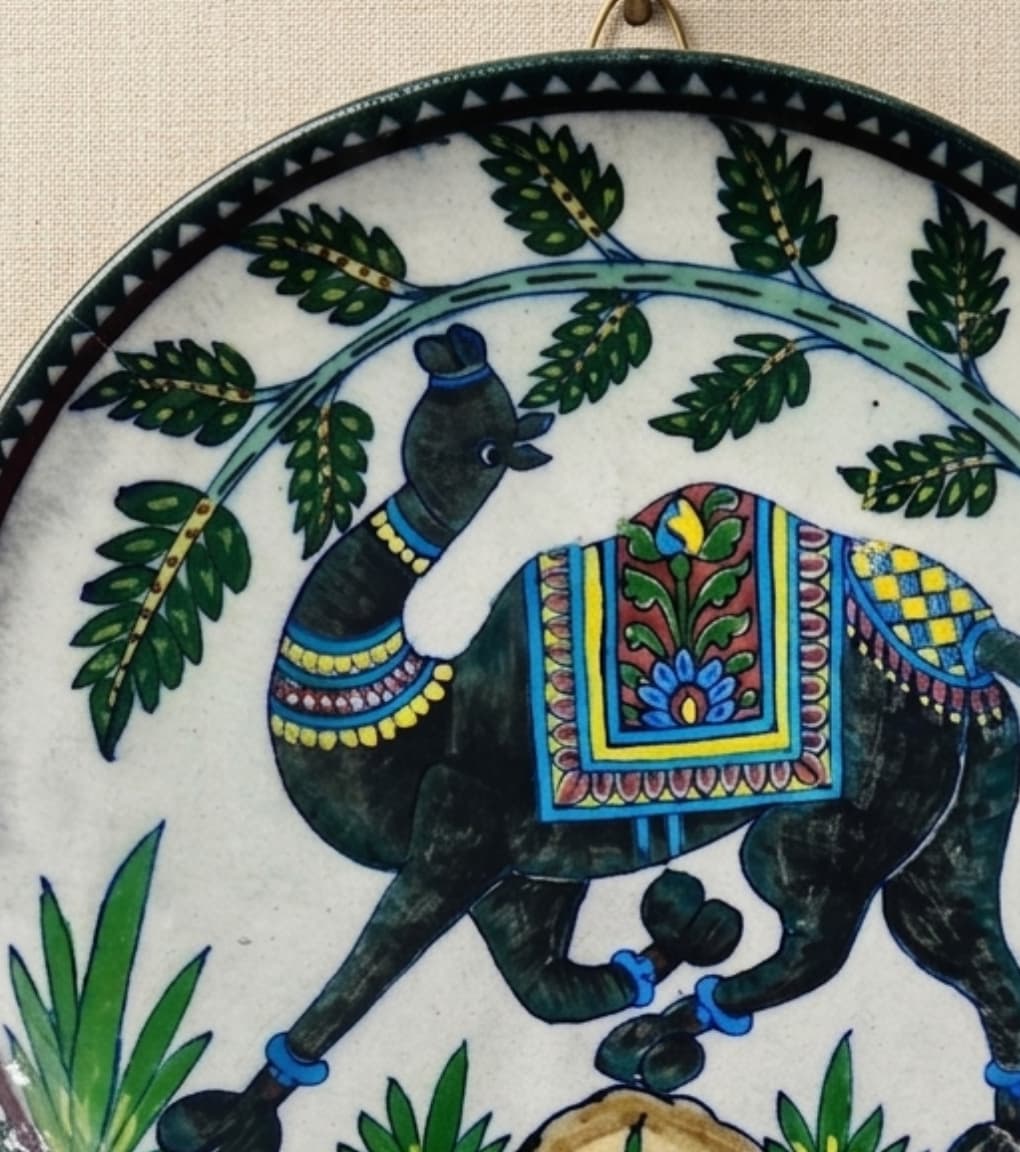 Desert Majesty" Jaipur Blue Pottery Hand-Painted Wall Plate