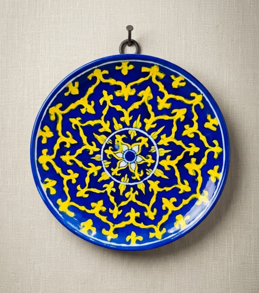 "Royal Mandala" Jaipur Blue Pottery Hand-Painted Wall Plate