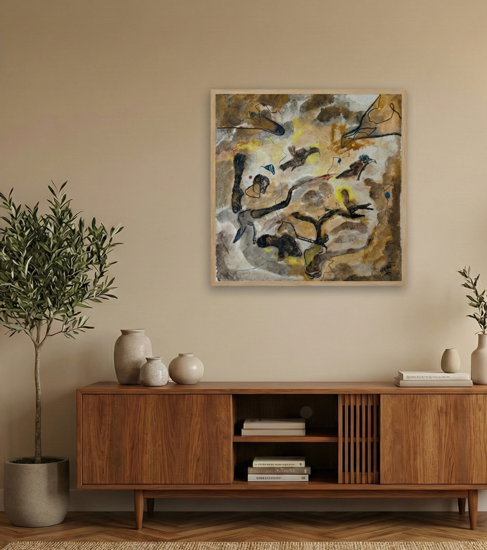 Premium Earthy Abstract Fine Art – "The Bird" (The Clone Within Series) by Debajyoti Roy