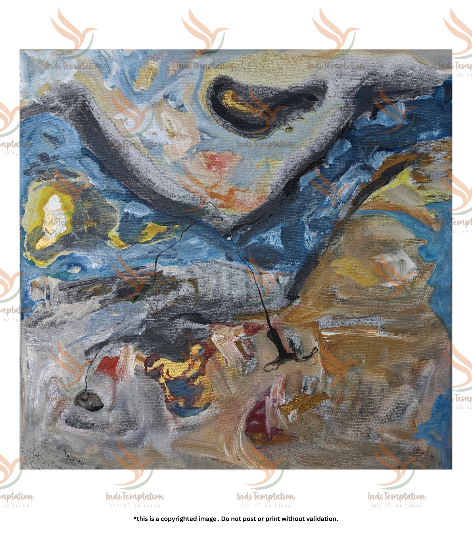 Premium Abstract Fine Art – "River of Existence" (The Clone Within Series) by Debajyoti Roy