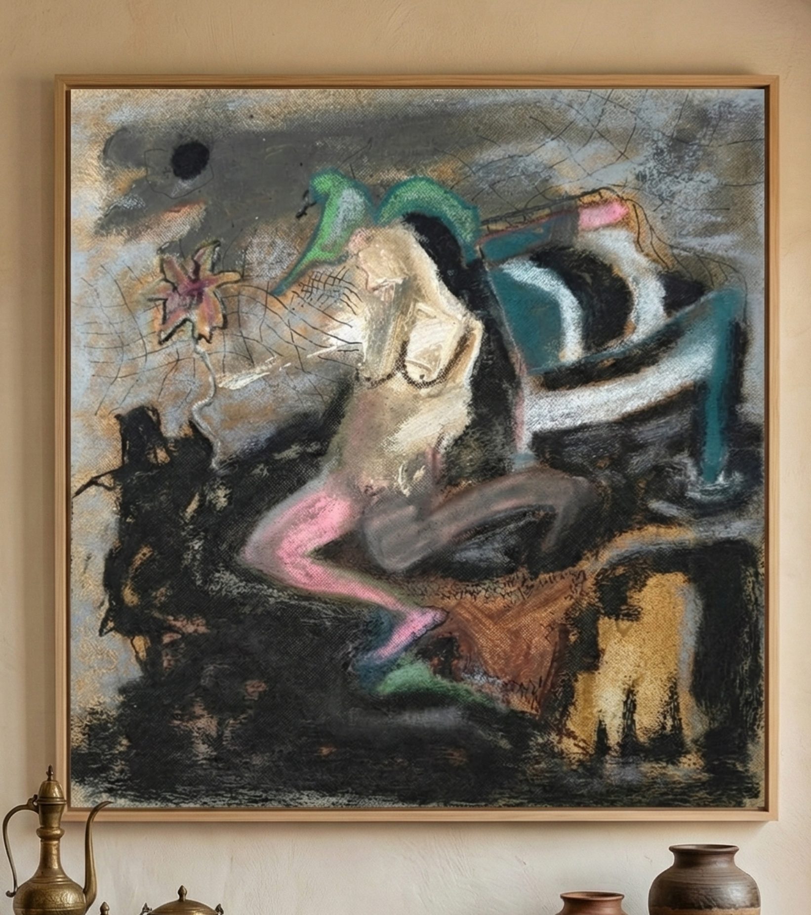 Premium Expressionist Fine Art – "Feminine Metaphor" Original Acrylic Painting by IndiTemptation