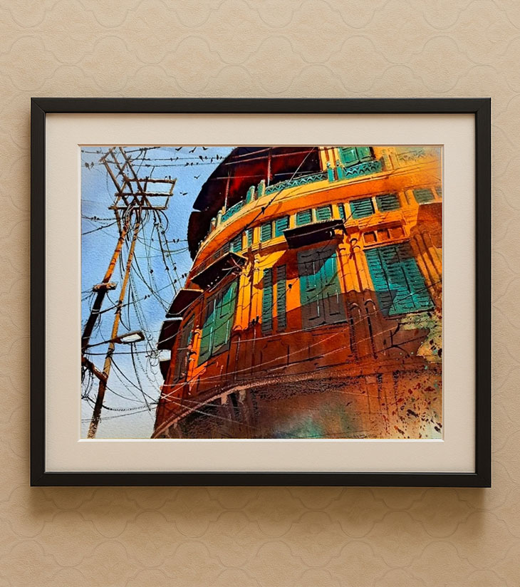 Premium Heritage Cityscape – "Kolkata Vibes" A3 Watercolour by Ranjan Kurmi