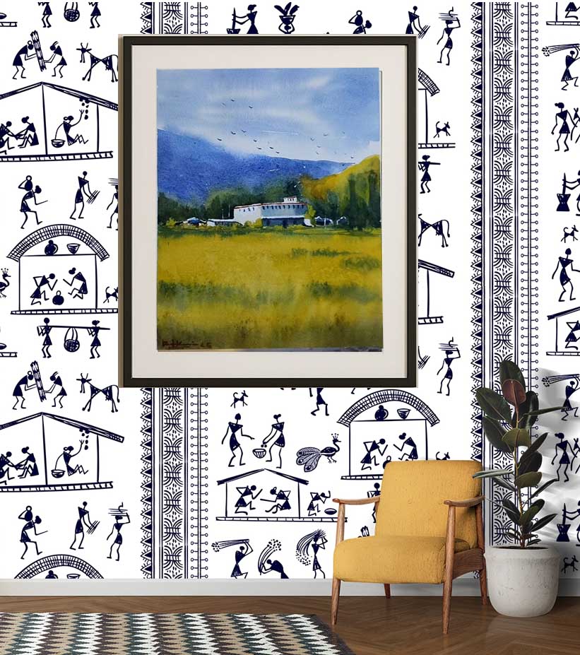 Premium Serene Landscape Art – "Golden Silence" A4 Watercolour by Ranjan Kurmi