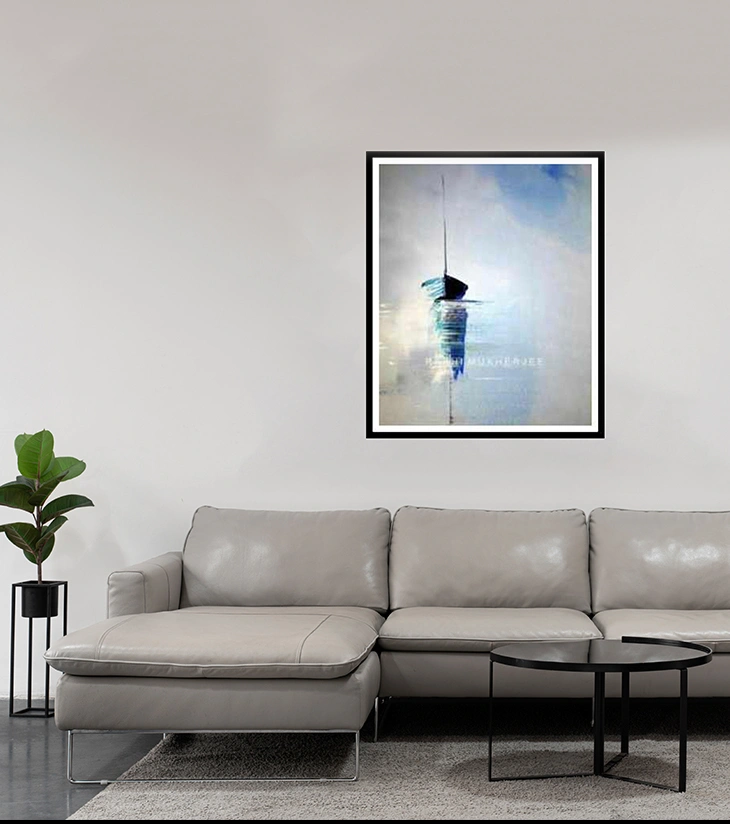 Premium Minimalist Abstract Art – "Solitary Drift" Original Acrylic Canvas by Rakhi Mukherjee | IndiTemptation