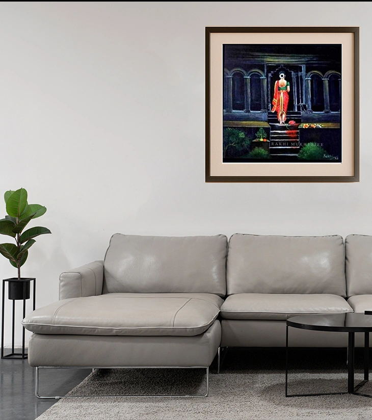 Premium Indian Heritage Art – "Silent Steps" Original Mixed Media Canvas by Rakhi Mukherjee | IndiTemptation