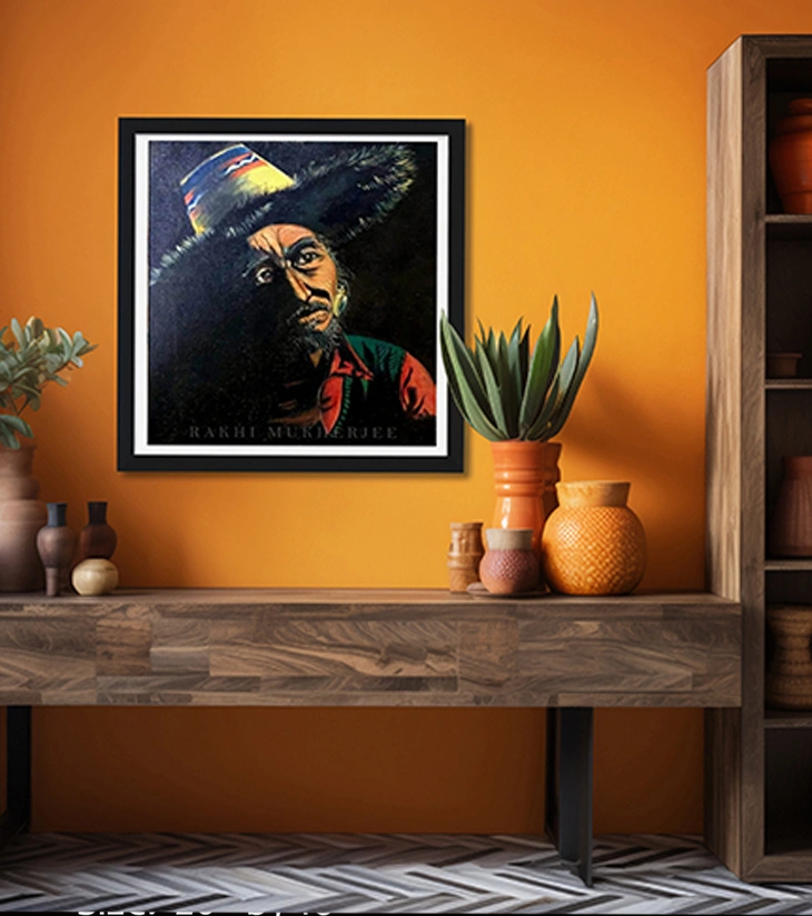 Premium Cultural Fine Art – "Portrait" Original Acrylic Canvas by Rakhi Mukherjee | IndiTemptation