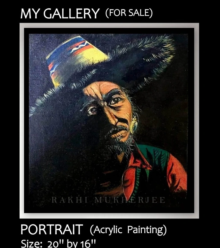 Premium Cultural Fine Art – "Portrait" Original Acrylic Canvas by Rakhi Mukherjee | IndiTemptation