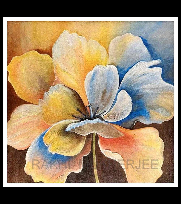 Premium Botanical Fine Art – "Petal Radiance" Handcrafted Acrylic Canvas by Rakhi Mukherjee | IndiTemptation