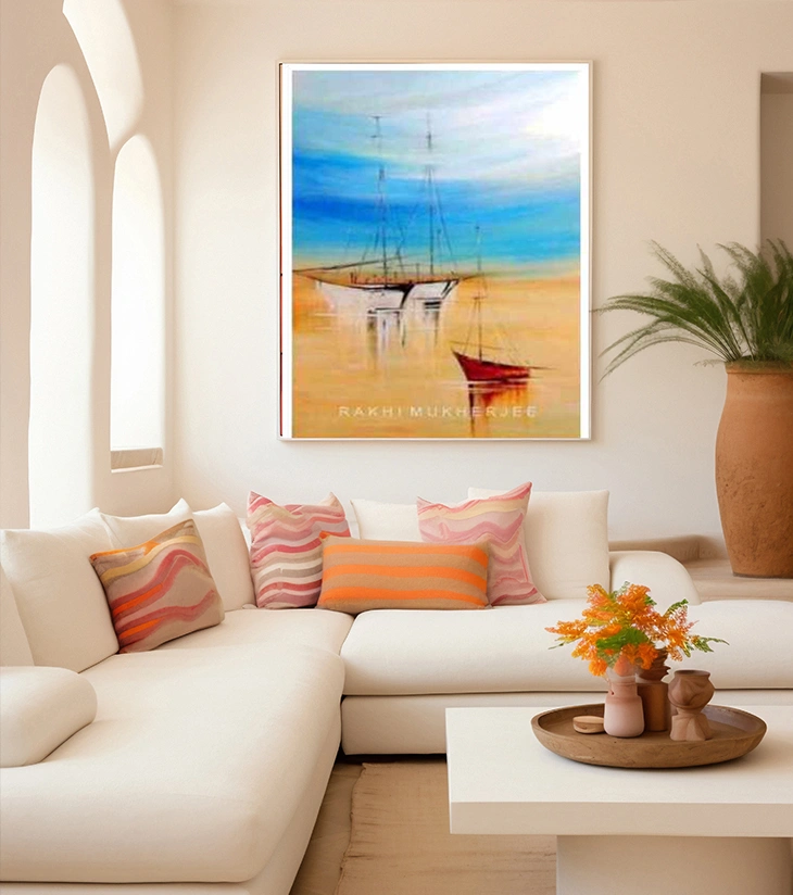 Premium Seascape Fine Art – "Hymne to the Sea" Original Acrylic Canvas by Rakhi Mukherjee | IndiTemptation