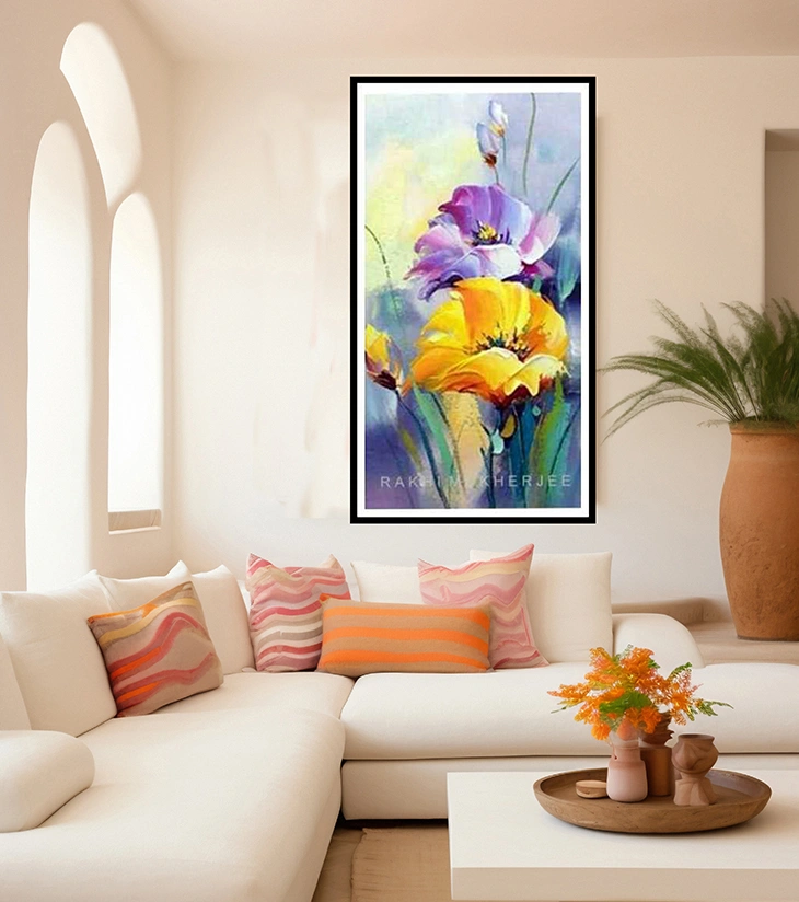 Premium Botanical Fine Art – "Floral Whispers" Handcrafted Acrylic Canvas by Rakhi Mukherjee | IndiTemptation