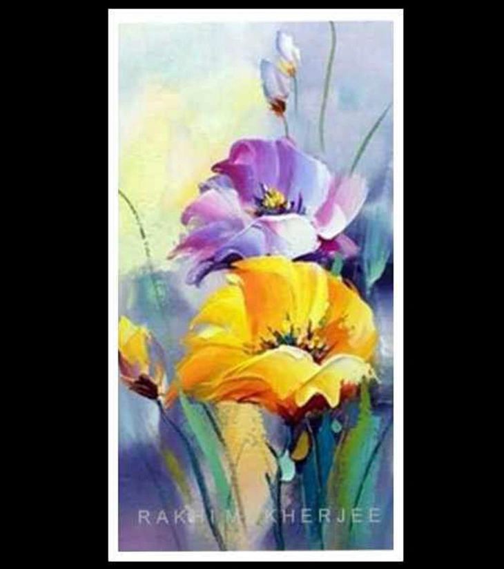 Premium Botanical Fine Art – "Floral Whispers" Handcrafted Acrylic Canvas by Rakhi Mukherjee | IndiTemptation