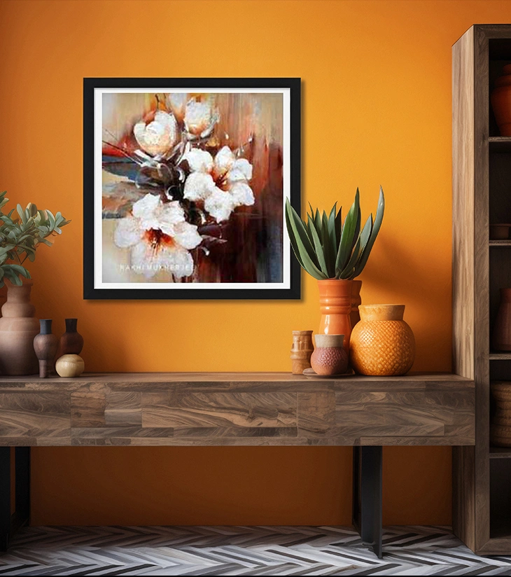 Premium Floral Fine Art – "Blossom Whisper" Handcrafted Acrylic Canvas | Indi Temptation