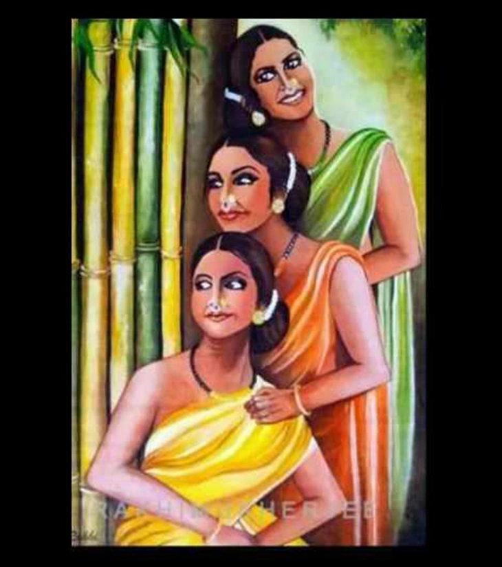 Premium Indian Figurative Art – "Bamboo Whispers" Handcrafted Acrylic Canvas by Rakhi Mukherjee | Indi Temptation